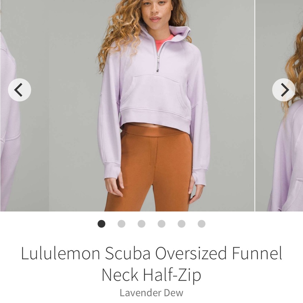 lululemon lavender dew funnel neck scuba